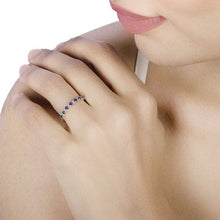 Load image into Gallery viewer, 0.43 Carat Genuine Blue Sapphire and White Diamond 14K Yellow Gold Ring