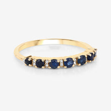 Load image into Gallery viewer, 0.43 Carat Genuine Blue Sapphire and White Diamond 14K Yellow Gold Ring