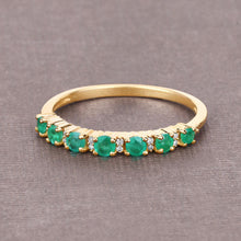 Load image into Gallery viewer, 0.41 Carat Genuine Zambian Emerald and White Diamond 14K Yellow Gold Ring