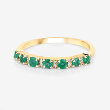 Load image into Gallery viewer, 0.41 Carat Genuine Zambian Emerald and White Diamond 14K Yellow Gold Ring