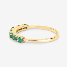 Load image into Gallery viewer, 0.41 Carat Genuine Zambian Emerald and White Diamond 14K Yellow Gold Ring