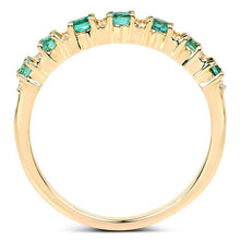 Load image into Gallery viewer, 0.41 Carat Genuine Zambian Emerald and White Diamond 14K Yellow Gold Ring