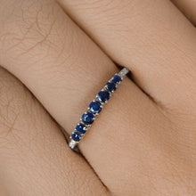 Load image into Gallery viewer, 0.45 Carat Genuine Blue Sapphire and White Diamond 14K White Gold Ring