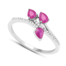 Load image into Gallery viewer, 0.68 Carat Genuine Ruby and White Diamond 14K White Gold Ring