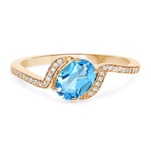 Load image into Gallery viewer, 1.04 Carat Genuine Swiss Blue Topaz and White Diamond 14K Yellow Gold Ring