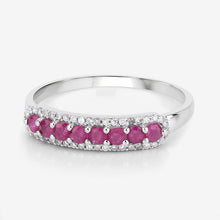 Load image into Gallery viewer, 0.47 Carat Genuine Ruby and White Diamond 14K White Gold Ring