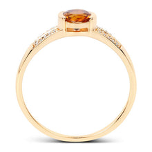 Load image into Gallery viewer, 0.51 Carat Genuine Citrine and White Diamond 14K Yellow Gold Ring