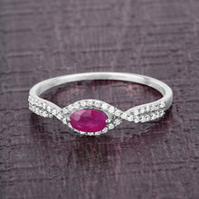Load image into Gallery viewer, 0.40 Carat Genuine Ruby and White Diamond 14K White Gold Ring