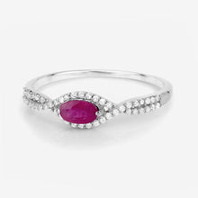 Load image into Gallery viewer, 0.40 Carat Genuine Ruby and White Diamond 14K White Gold Ring