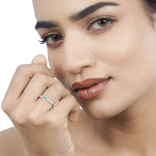 Load image into Gallery viewer, 0.32 Carat Genuine Zambian Emerald and White Diamond 14K White Gold Ring