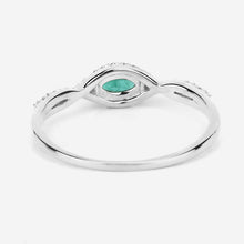 Load image into Gallery viewer, 0.32 Carat Genuine Zambian Emerald and White Diamond 14K White Gold Ring
