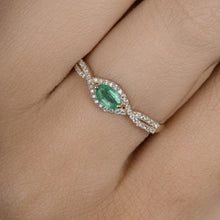 Load image into Gallery viewer, 0.32 Carat Genuine Zambian Emerald and White Diamond 14K Yellow Gold Ring