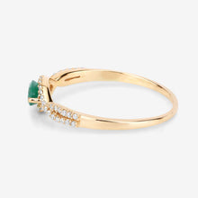 Load image into Gallery viewer, 0.32 Carat Genuine Zambian Emerald and White Diamond 14K Yellow Gold Ring