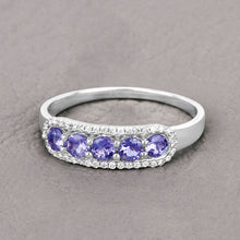 Load image into Gallery viewer, 0.61 Carat Genuine Tanzanite and White Diamond 14K White Gold Ring