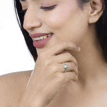 Load image into Gallery viewer, 0.35 Carat Genuine Zambian Emerald and White Diamond 14K White Gold Ring