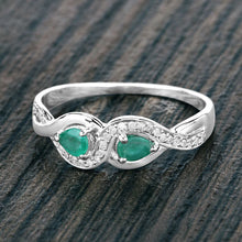 Load image into Gallery viewer, 0.35 Carat Genuine Zambian Emerald and White Diamond 14K White Gold Ring