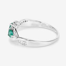 Load image into Gallery viewer, 0.35 Carat Genuine Zambian Emerald and White Diamond 14K White Gold Ring