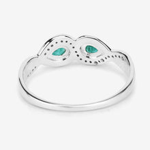 Load image into Gallery viewer, 0.35 Carat Genuine Zambian Emerald and White Diamond 14K White Gold Ring