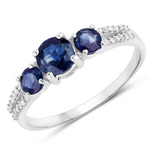 Load image into Gallery viewer, 1.08 Carat Genuine Blue Sapphire and White Diamond 14K White Gold Ring