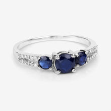 Load image into Gallery viewer, 1.08 Carat Genuine Blue Sapphire and White Diamond 14K White Gold Ring