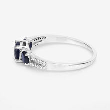 Load image into Gallery viewer, 1.08 Carat Genuine Blue Sapphire and White Diamond 14K White Gold Ring