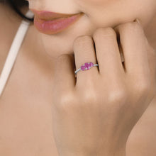 Load image into Gallery viewer, 1.02 Carat Genuine Ruby and White Diamond 14K White Gold Ring