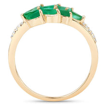 Load image into Gallery viewer, 0.68 Carat Genuine Zambian Emerald and White Diamond 14K Yellow Gold Ring
