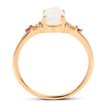 Load image into Gallery viewer, 0.57 Carat Genuine Opal Ethiopian, Pink Tourmaline & White Diamond 14K Yellow Gold Ring