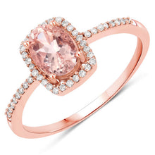 Load image into Gallery viewer, 0.82 Carat Genuine Morganite and White Diamond 14K Rose Gold Ring