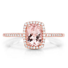 Load image into Gallery viewer, 0.82 Carat Genuine Morganite and White Diamond 14K Rose Gold Ring