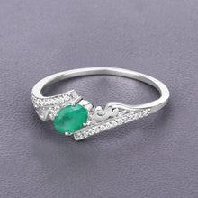 Load image into Gallery viewer, 0.51 Carat Genuine Zambian Emerald and White Diamond 14K White Gold Ring