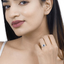 Load image into Gallery viewer, 0.72 Carat Genuine Blue Sapphire and White Diamond 14K White Gold Ring