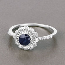 Load image into Gallery viewer, 0.72 Carat Genuine Blue Sapphire and White Diamond 14K White Gold Ring