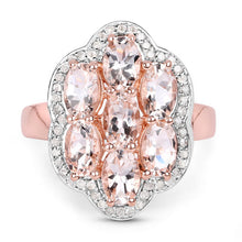 Load image into Gallery viewer, 3.06 Carat Genuine Morganite and White Diamond .925 Sterling Silver Ring