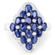 Load image into Gallery viewer, 3.48 Carat Genuine Blue Sapphire and White Zircon .925 Sterling Silver Ring