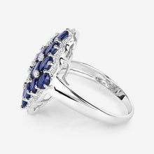Load image into Gallery viewer, 3.48 Carat Genuine Blue Sapphire and White Zircon .925 Sterling Silver Ring