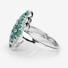 将图片加载到图库查看器,2.68 Carat Genuine Zambian Emerald and White Zircon .925 Sterling Silver Ring