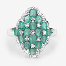 将图片加载到图库查看器,2.68 Carat Genuine Zambian Emerald and White Zircon .925 Sterling Silver Ring