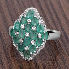 将图片加载到图库查看器,2.68 Carat Genuine Zambian Emerald and White Zircon .925 Sterling Silver Ring