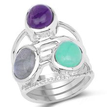 Load image into Gallery viewer, 4.00 Carat Genuine Multi Stone .925 Sterling Silver Ring
