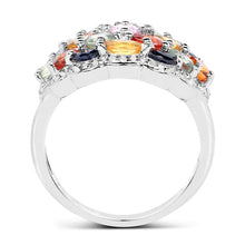 将图片加载到图库查看器,2.85 Carat Genuine Multi Sapphire .925 Sterling Silver Ring