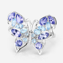 Load image into Gallery viewer, 3.60 Carat Genuine Tanzanite and Swiss Blue Topaz .925 Sterling Silver Ring