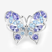 Load image into Gallery viewer, 3.60 Carat Genuine Tanzanite and Swiss Blue Topaz .925 Sterling Silver Ring