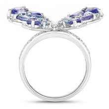 Load image into Gallery viewer, 3.60 Carat Genuine Tanzanite and Swiss Blue Topaz .925 Sterling Silver Ring