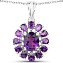 Load image into Gallery viewer, 11.60 Carat Genuine Amethyst and White Topaz .925 Sterling Silver 3 Piece Jewelry Set (Ring, Earrings, and Pendant w/ Chain)