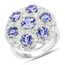 Load image into Gallery viewer, 2.00 Carat Genuine Tanzanite and White Zircon .925 Sterling Silver Ring