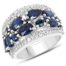 将图片加载到图库查看器,3.61 Carat Genuine Blue Sapphire and White Zircon .925 Sterling Silver Ring
