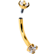 Load image into Gallery viewer, 5/16 Clear CZ Gem Gold PVD Bling Bling Curved Eyebrow Ring