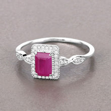Load image into Gallery viewer, 0.75 Carat Genuine Ruby and White Diamond 14K White Gold Ring