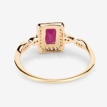 将图片加载到图库查看器,0.75 Carat Genuine Ruby and White Diamond 14K Yellow Gold Ring